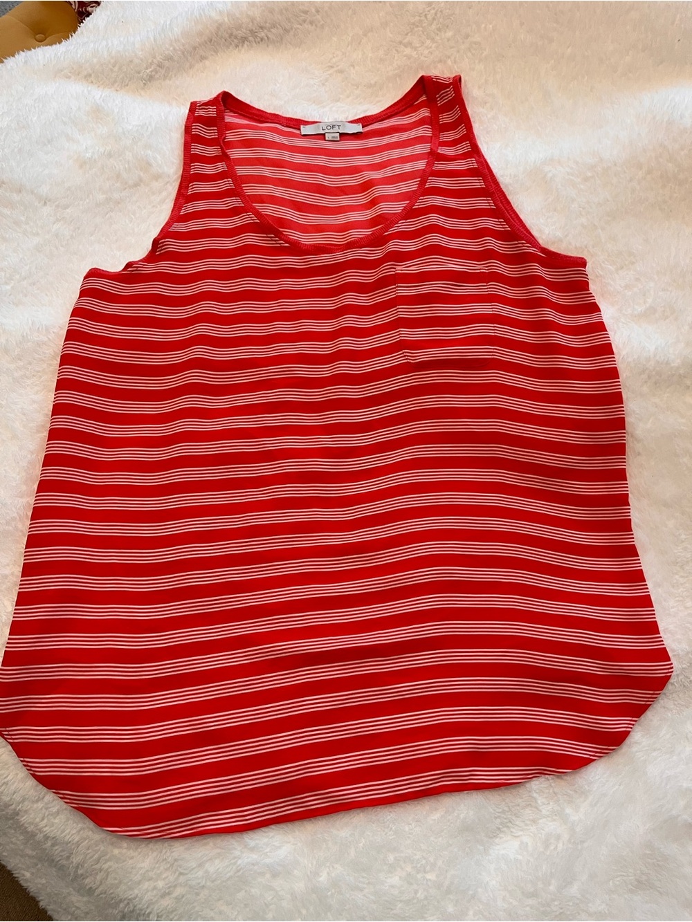 Ann Taylor Red and White Striped Sleeveless Tank